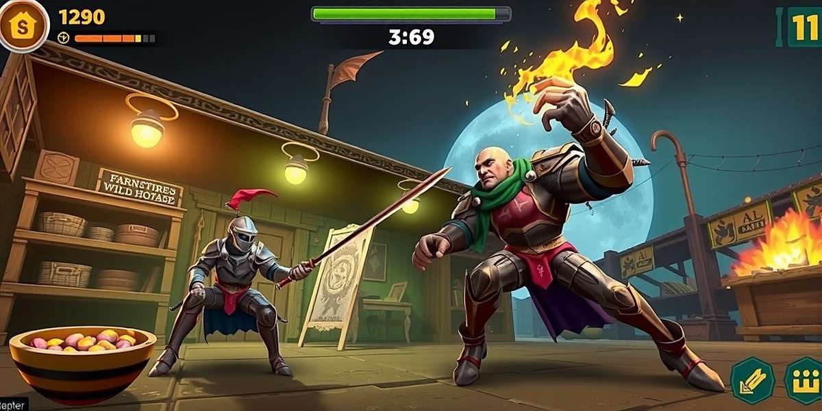 Kulfi Knight Journey Gameplay Kulfi Knight Journey gameplay showing a knight using kulfi-based powers to battle a monster in a marketplace setting